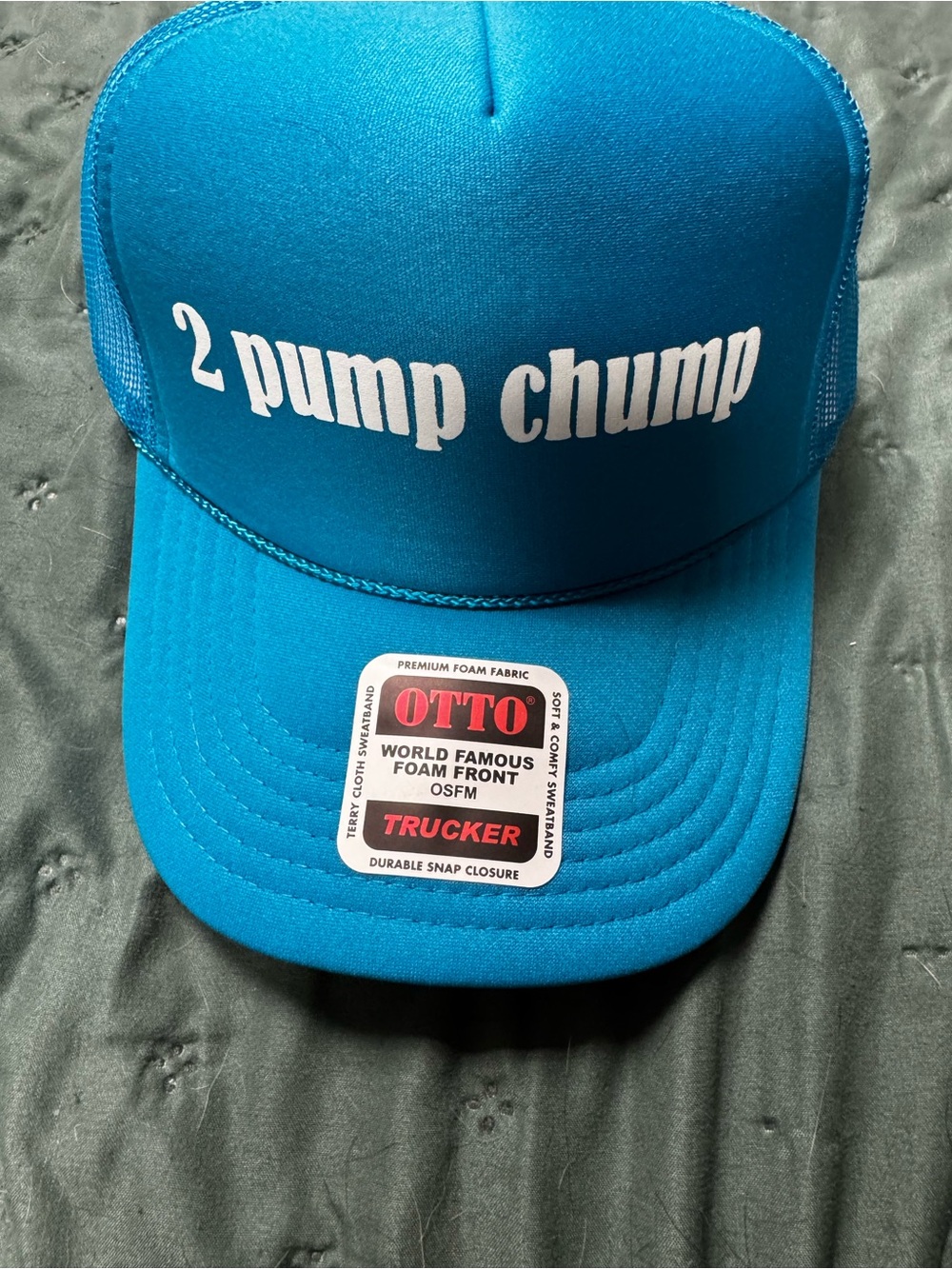 OTTO Teal Blue '2 pump chump' Foam Front Trucker Hat